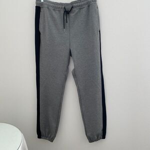 Fbrk Joggers Pants Mens Large Gray Rayon Drawstring Waist Tech Essential Striped